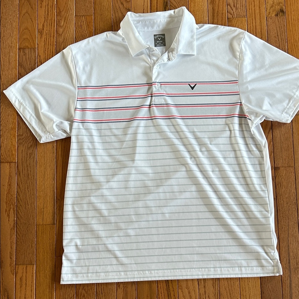 Callaway golf shirt White and red Striped Polo Shirt